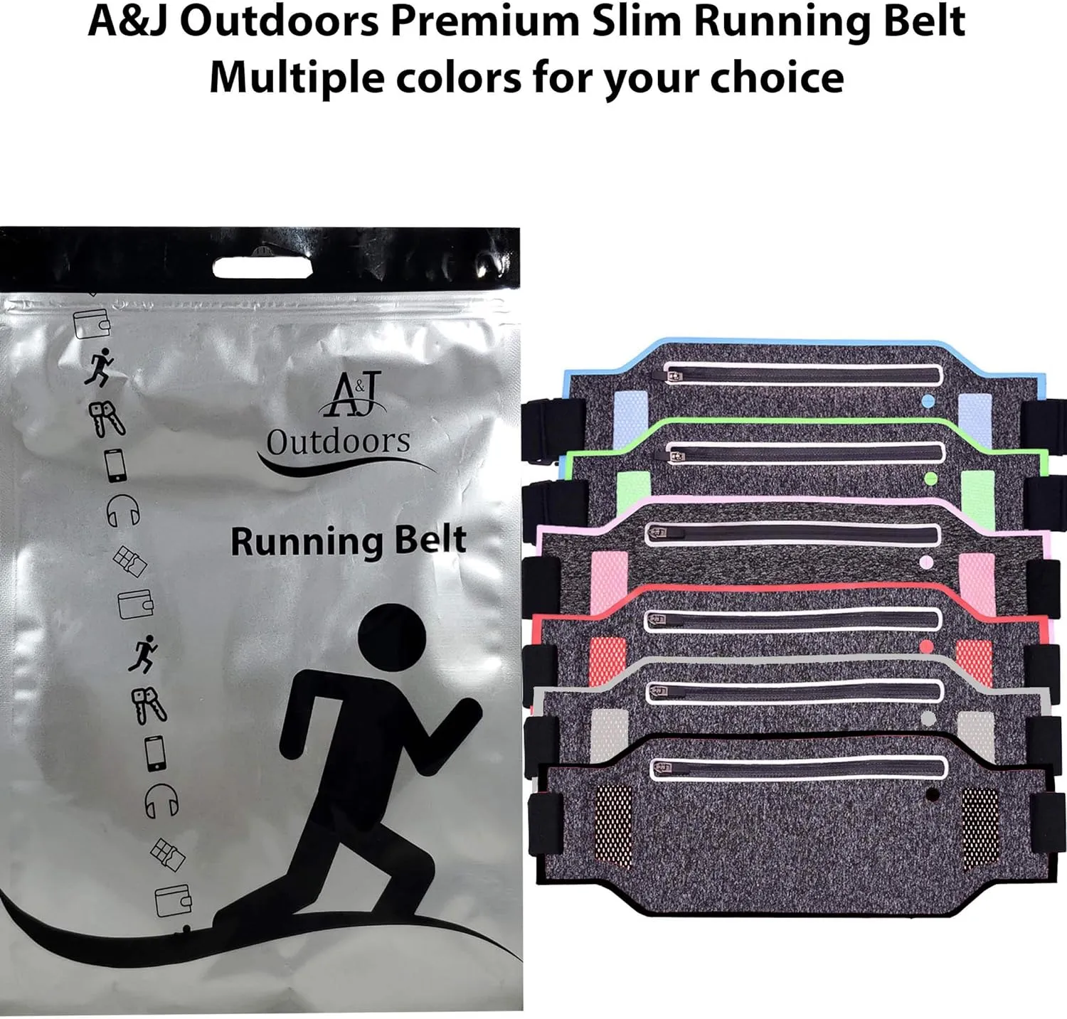 ANJ Outdoors Super Slim Water Resistant Money Belt, Running Belt for Women and Men, Expandable Phone Belt to Hold Cell Phones, Cards, and Money. Ideal Waist Bag Waist Pack for Travel, Sports and Yoga…