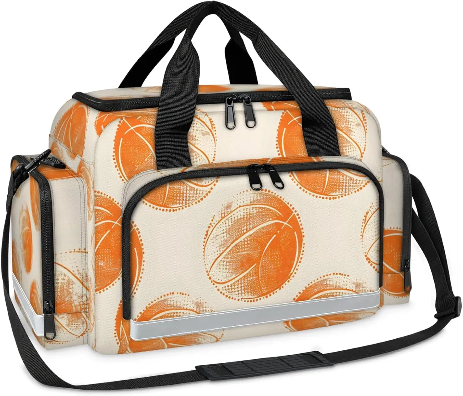 Anti-Scratch Duffle Bag for Travel 25x17.7x11.2 Inch - Waterproof Duffel Bag for Camping Fitness, Durable EMS Gear for First Responders Basketballs Design