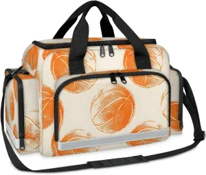 Anti-Scratch Duffle Bag for Travel 25x17.7x11.2 Inch - Waterproof Duffel Bag for Camping Fitness, Durable EMS Gear for First Responders Basketballs Design
