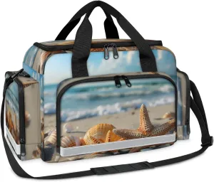 Anti-Scratch Duffle Bag for Travel 25x17.7x11.2 Inch - Waterproof Duffel Bag for Camping Fitness, Durable EMS Gear for First Responders Beach Seashells Starfish