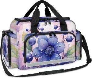 Anti-Scratch Duffle Bag for Travel 25x17.7x11.2 Inch - Waterproof Duffel Bag for Camping Fitness, Durable EMS Gear for First Responders Blueberry Flower