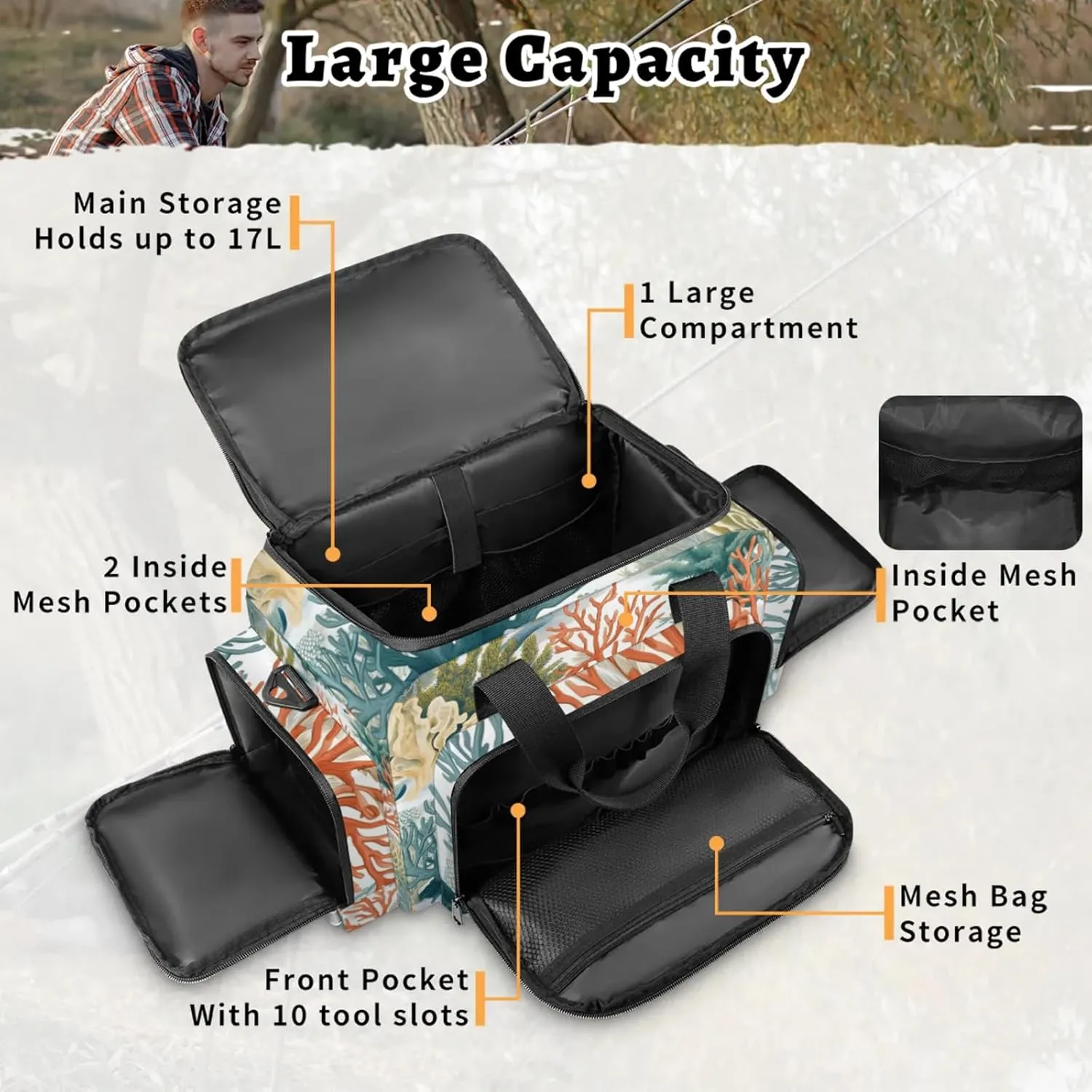 Anti-Scratch Duffle Bag for Travel 25x17.7x11.2 Inch - Waterproof Duffel Bag for Camping Fitness, Durable EMS Gear for First Responders Coastal Coral