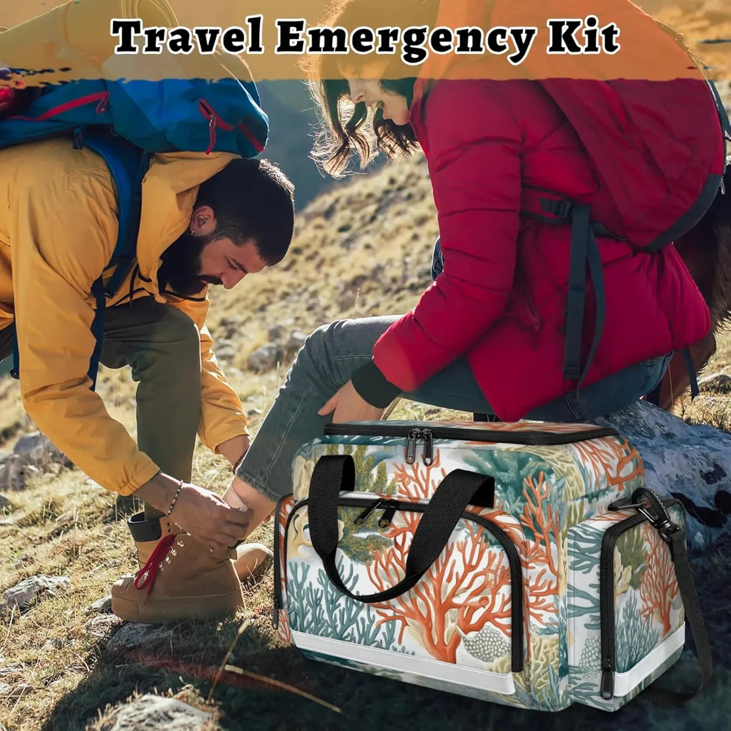 Anti-Scratch Duffle Bag for Travel 25x17.7x11.2 Inch - Waterproof Duffel Bag for Camping Fitness, Durable EMS Gear for First Responders Coastal Coral