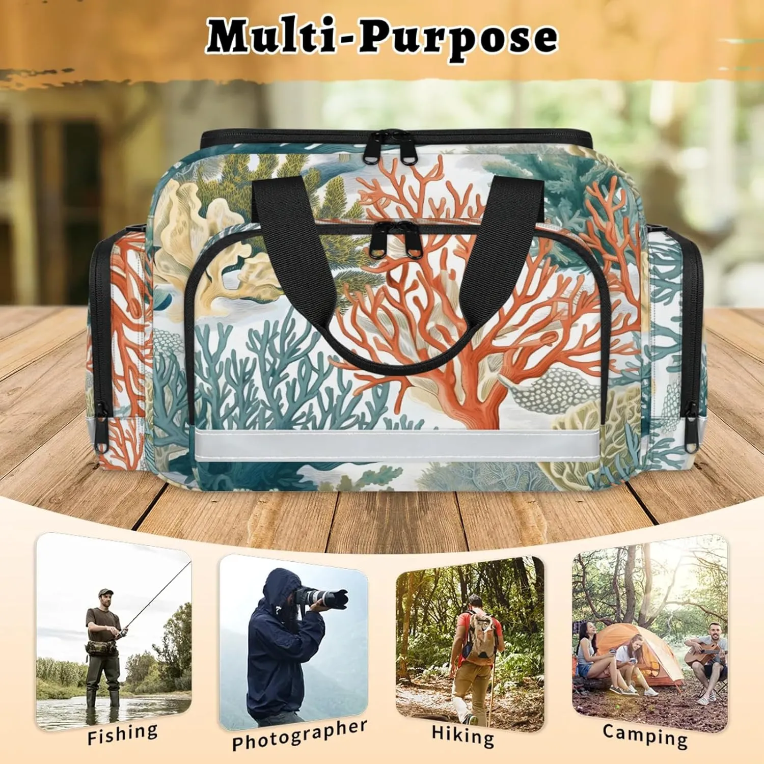 Anti-Scratch Duffle Bag for Travel 25x17.7x11.2 Inch - Waterproof Duffel Bag for Camping Fitness, Durable EMS Gear for First Responders Coastal Coral