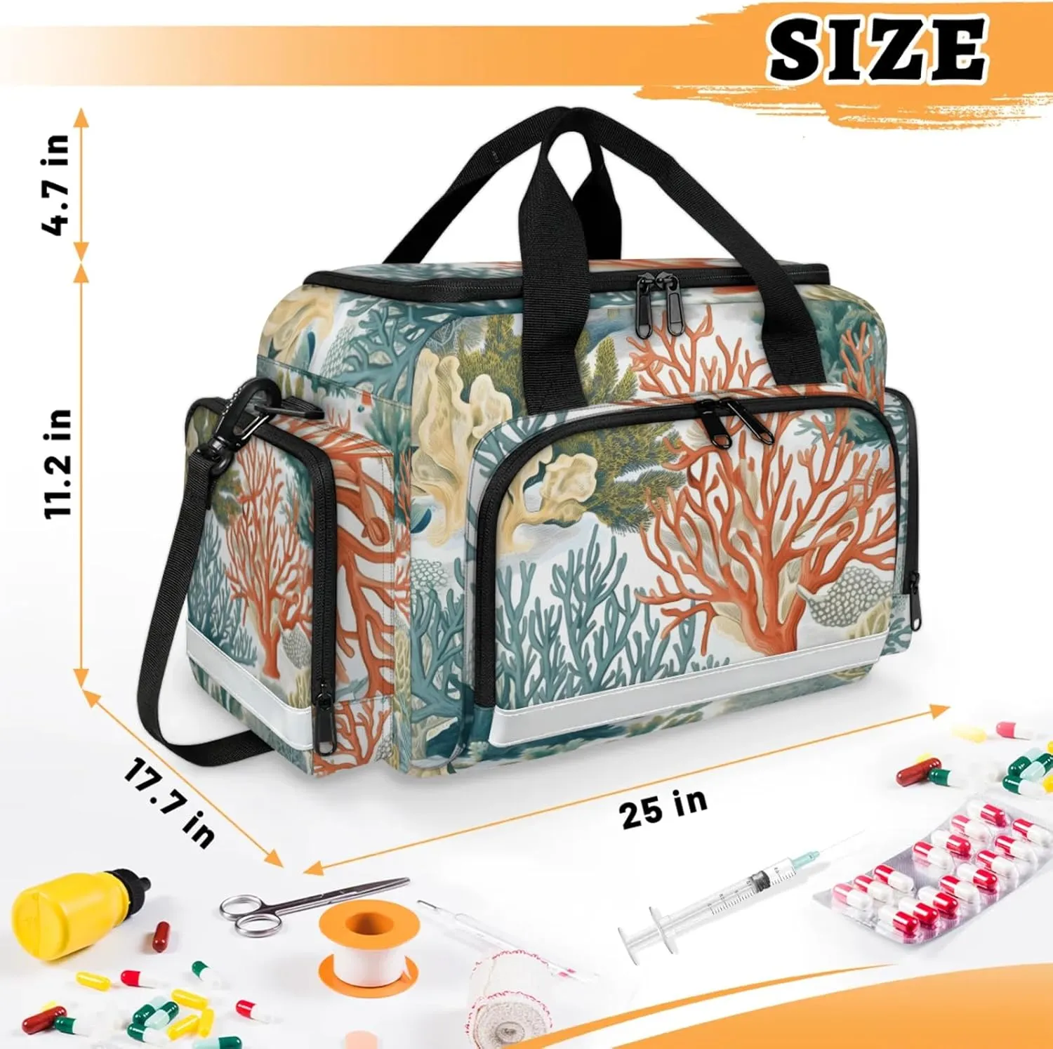 Anti-Scratch Duffle Bag for Travel 25x17.7x11.2 Inch - Waterproof Duffel Bag for Camping Fitness, Durable EMS Gear for First Responders Coastal Coral