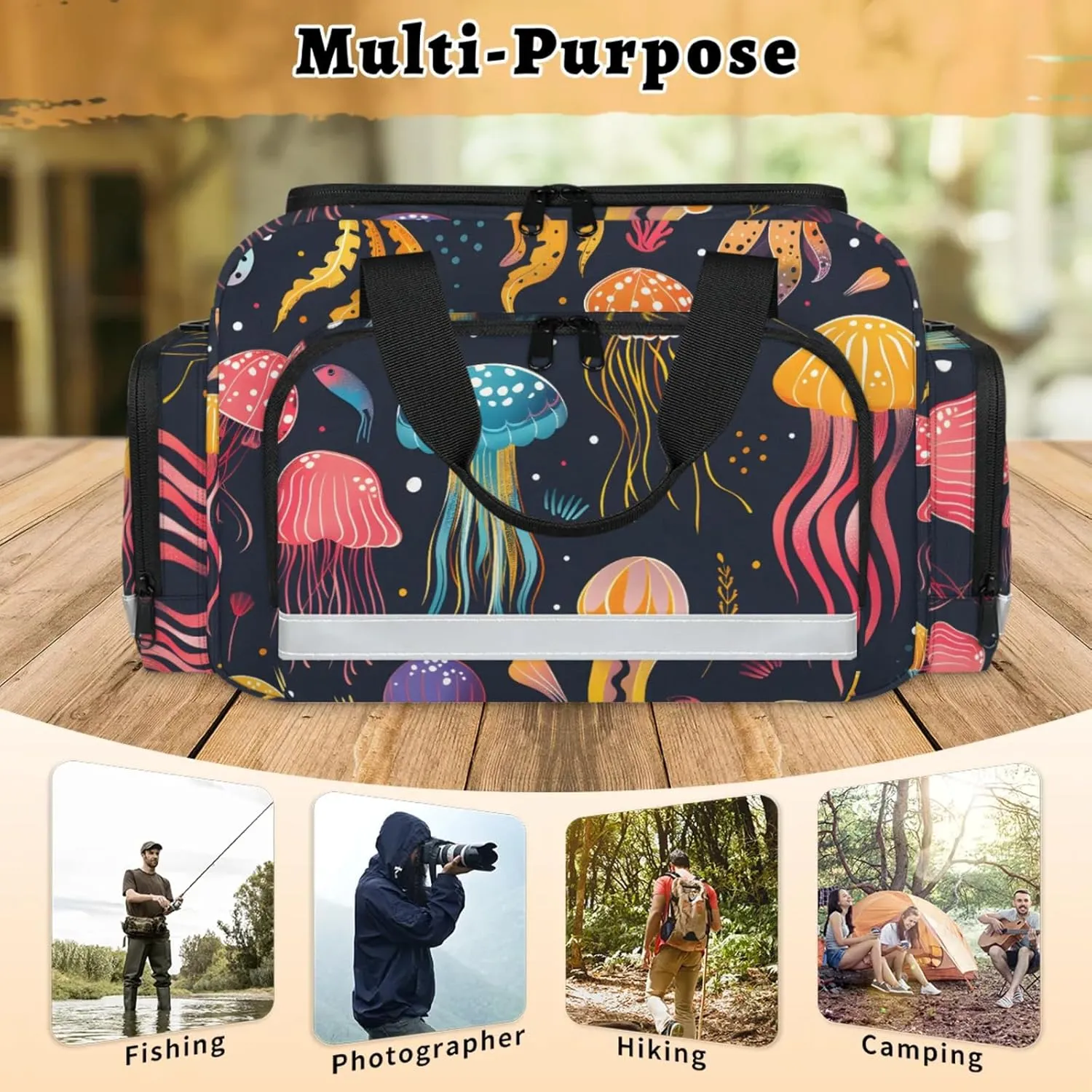 Anti-Scratch Duffle Bag for Travel 25x17.7x11.2 Inch - Waterproof Duffel Bag for Camping Fitness, Durable EMS Gear for First Responders Cute Jellyfish