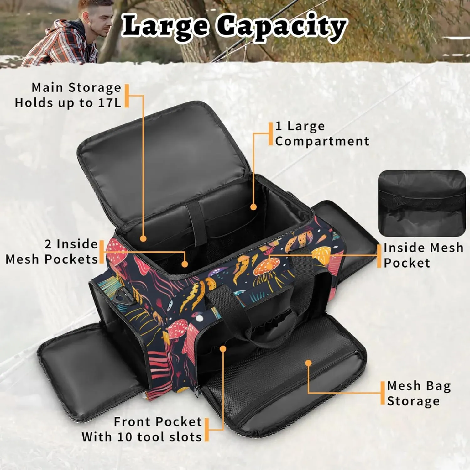Anti-Scratch Duffle Bag for Travel 25x17.7x11.2 Inch - Waterproof Duffel Bag for Camping Fitness, Durable EMS Gear for First Responders Cute Jellyfish