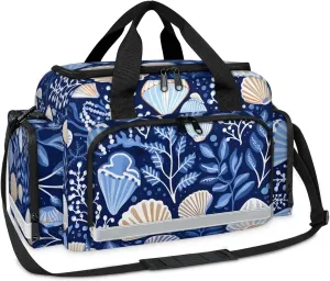 Anti-Scratch Duffle Bag for Travel 25x17.7x11.2 Inch - Waterproof Duffel Bag for Camping Fitness, Durable EMS Gear for First Responders Ocean Seashell Plant