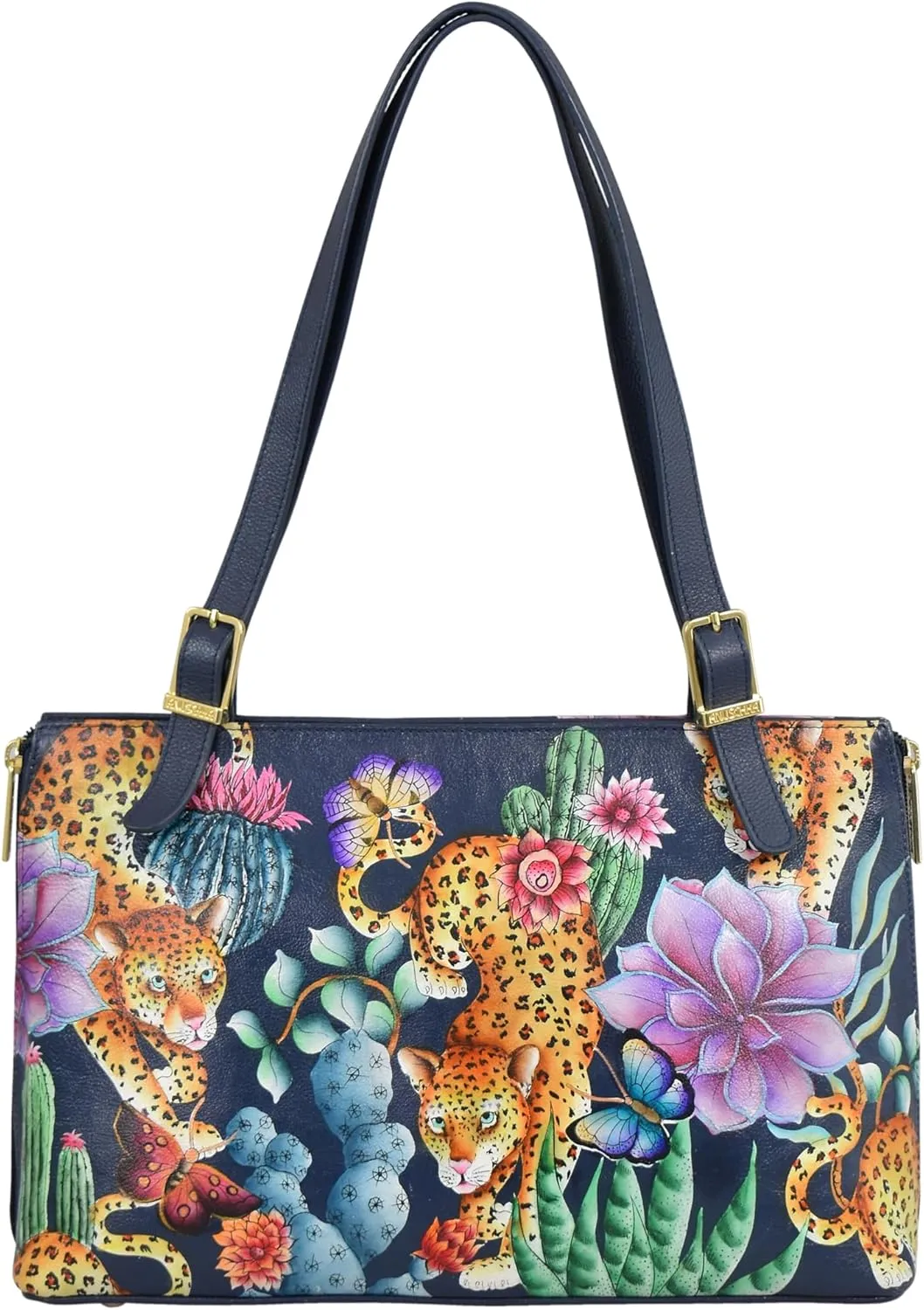 Anuschka Women’s Original Genuine Leather Hand-Painted Expandable Shopper Tote - Leather Handbag with Magnetic Closure