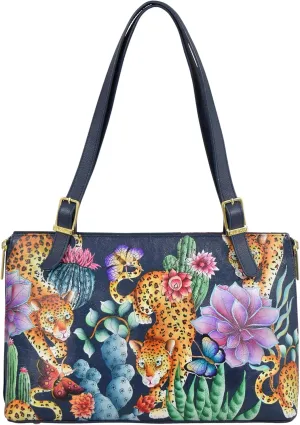 Anuschka Women’s Original Genuine Leather Hand-Painted Expandable Shopper Tote - Leather Handbag with Magnetic Closure