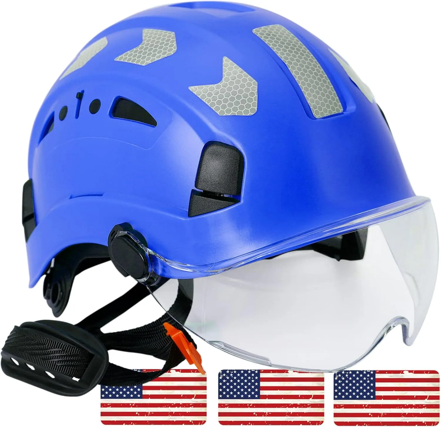 AOLAMEGS Construction Safety Hard Hat - ANSI Z89.1 Type Ι OSHA Approved Safety Helmets with Chin Straps Lightweight Reflective Vented ABS Hard Hats For Men Women Industrial Workwear 6-point Suspension