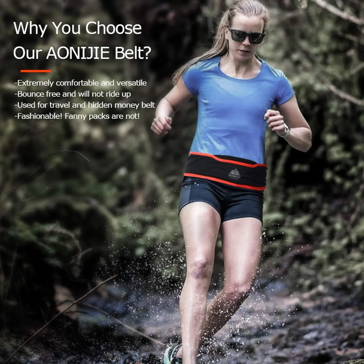 AONIJIE Hydration Belt Running Fanny Pack, with 250ml Soft Water Bottle Flask Phone Holder for Trailing Running Climbing Jogging Cycling Workout Fitness 3 Colors (Blue, M/L)