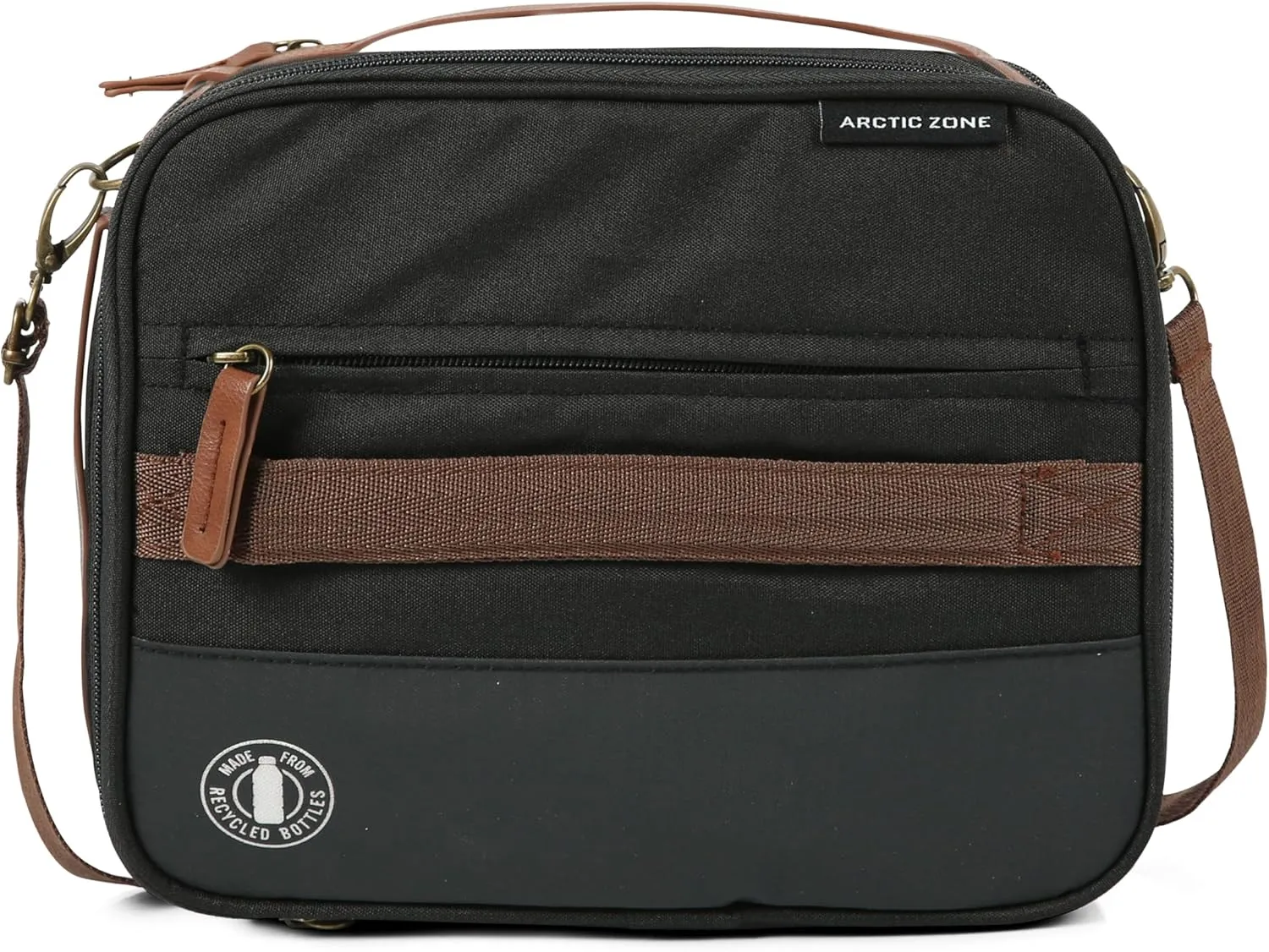 Arctic Zone Canvas Heathered Eco Expandable Lunch Pack - Insulated Lunch Bag - Black