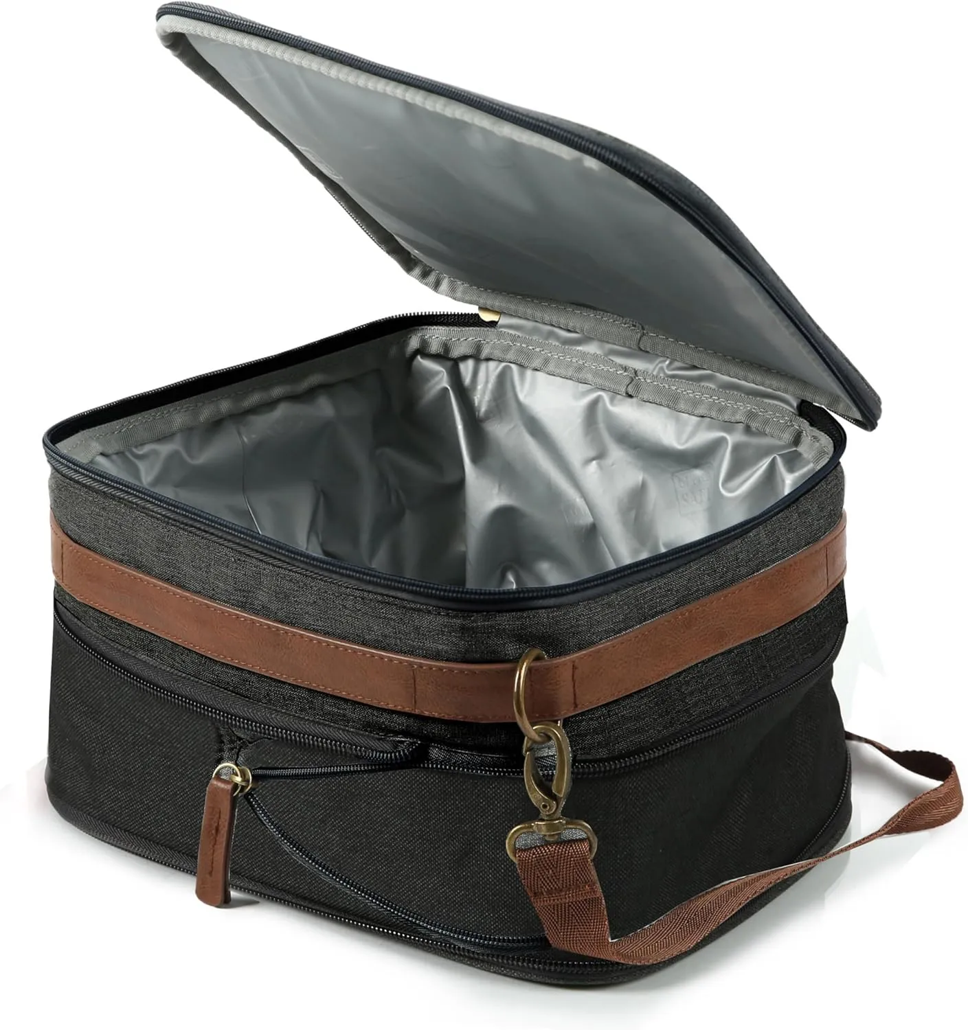Arctic Zone Canvas Heathered Eco Expandable Lunch Pack - Insulated Lunch Bag - Black