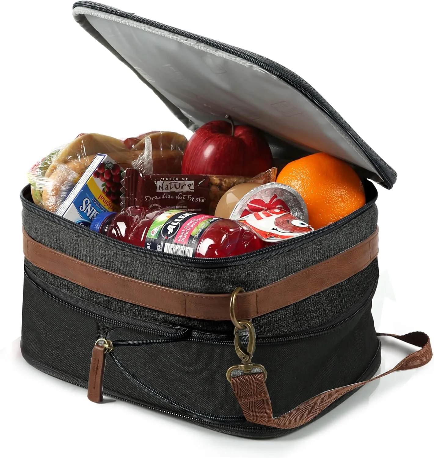 Arctic Zone Canvas Heathered Eco Expandable Lunch Pack - Insulated Lunch Bag - Black