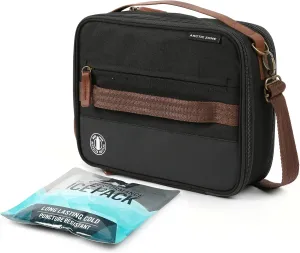 Arctic Zone Canvas Heathered Eco Expandable Lunch Pack - Insulated Lunch Bag - Black