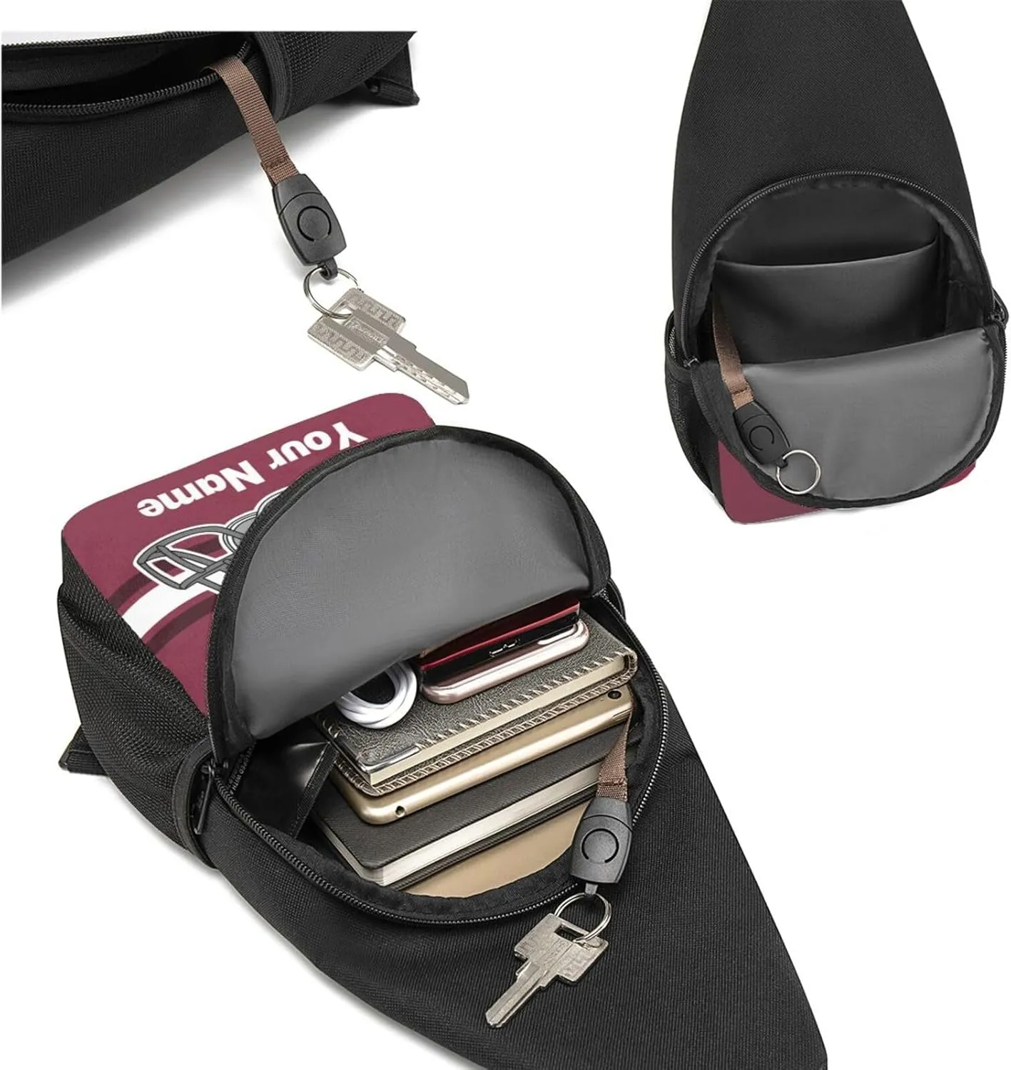 Arizona Sling Bag,Custom Crossbody Sling Backpack With Name And Number,Personalized Cross Chest Bags,Sling Shoulder Backpack Daypack For Men Women Travel Outdoor