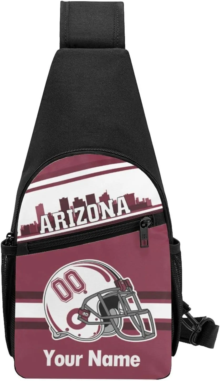 Arizona Sling Bag,Custom Crossbody Sling Backpack With Name And Number,Personalized Cross Chest Bags,Sling Shoulder Backpack Daypack For Men Women Travel Outdoor