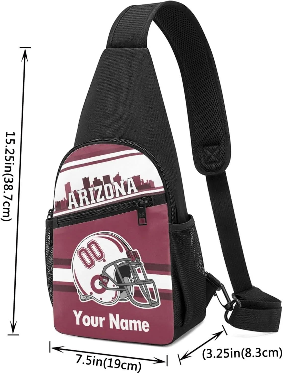 Arizona Sling Bag,Custom Crossbody Sling Backpack With Name And Number,Personalized Cross Chest Bags,Sling Shoulder Backpack Daypack For Men Women Travel Outdoor