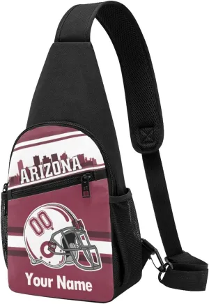 Arizona Sling Bag,Custom Crossbody Sling Backpack With Name And Number,Personalized Cross Chest Bags,Sling Shoulder Backpack Daypack For Men Women Travel Outdoor