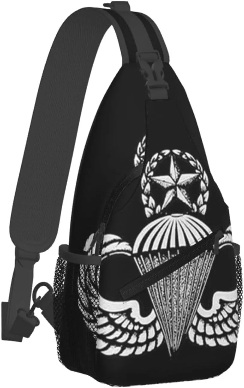 Army Airborne Master Parachute Wings Jump Small Crossbody Backpack Sling Bag For Men Women Mini One Shoulder Chest Bags Gym Sport Travel Hiking Daypack
