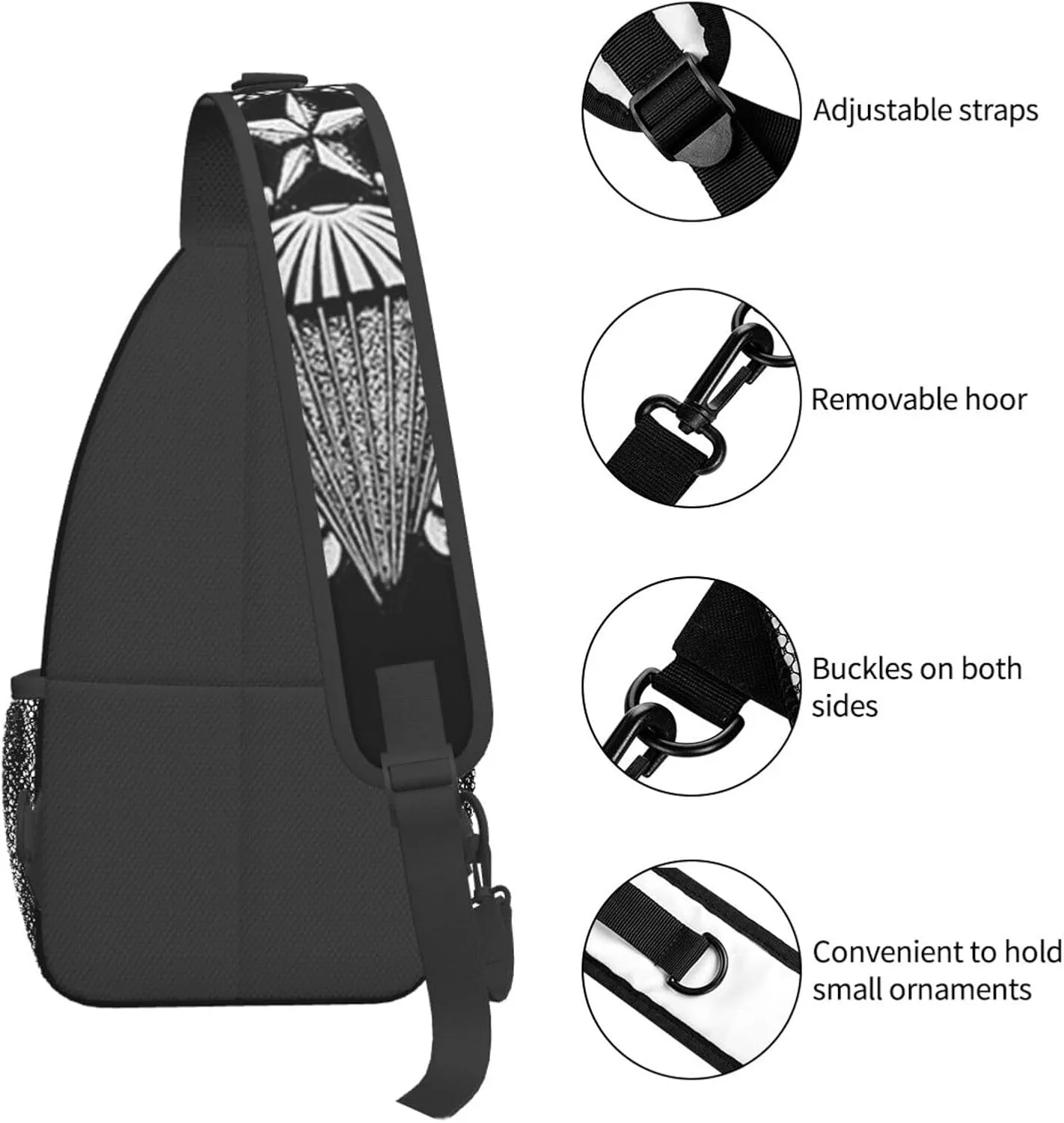 Army Airborne Master Parachute Wings Jump Small Crossbody Backpack Sling Bag For Men Women Mini One Shoulder Chest Bags Gym Sport Travel Hiking Daypack