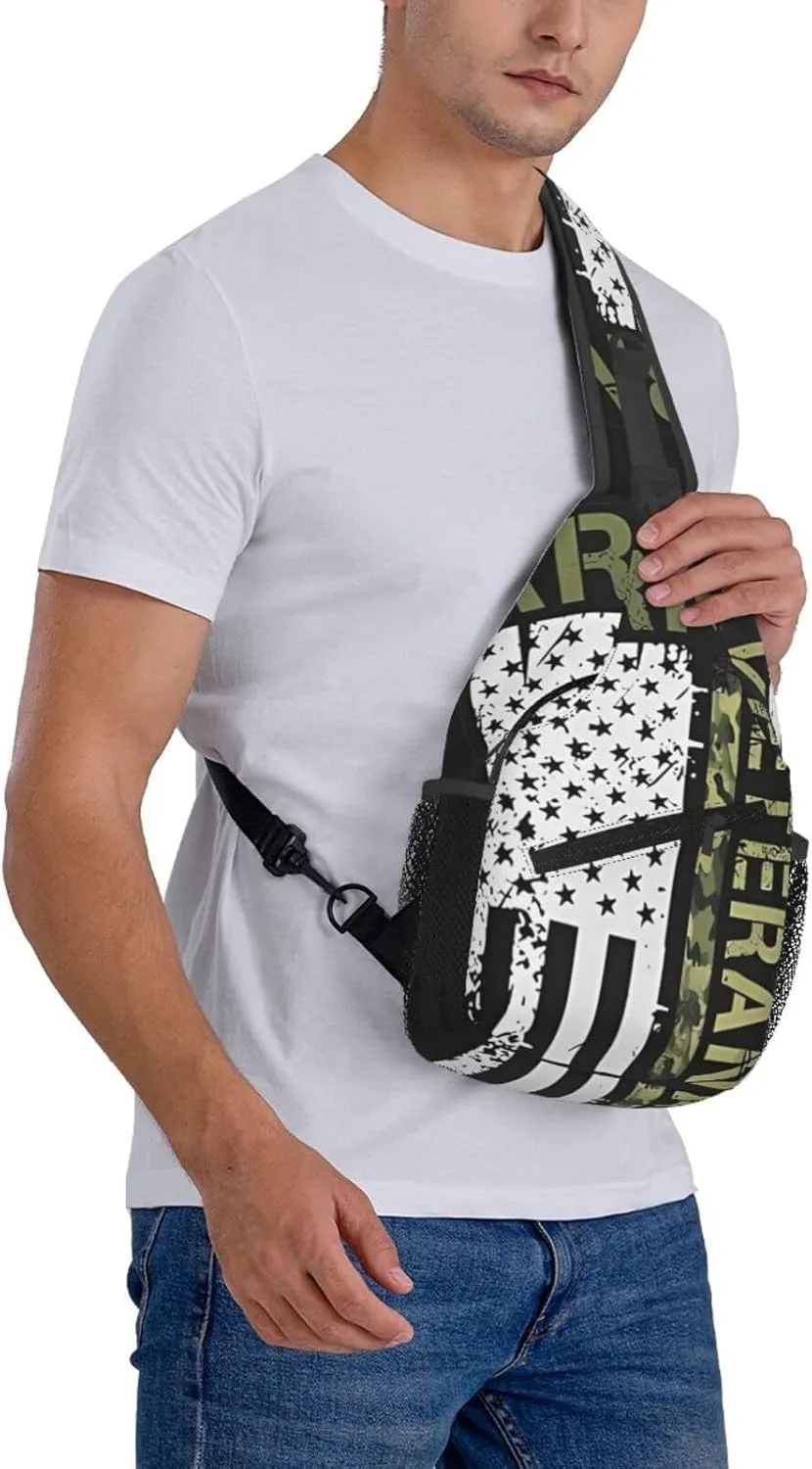 Army Veteran Crossbody Backpack Dachshunds Dog Chest Bag Lightweight One Strap Backpack Multipurpose Travel Hiking For Men Women
