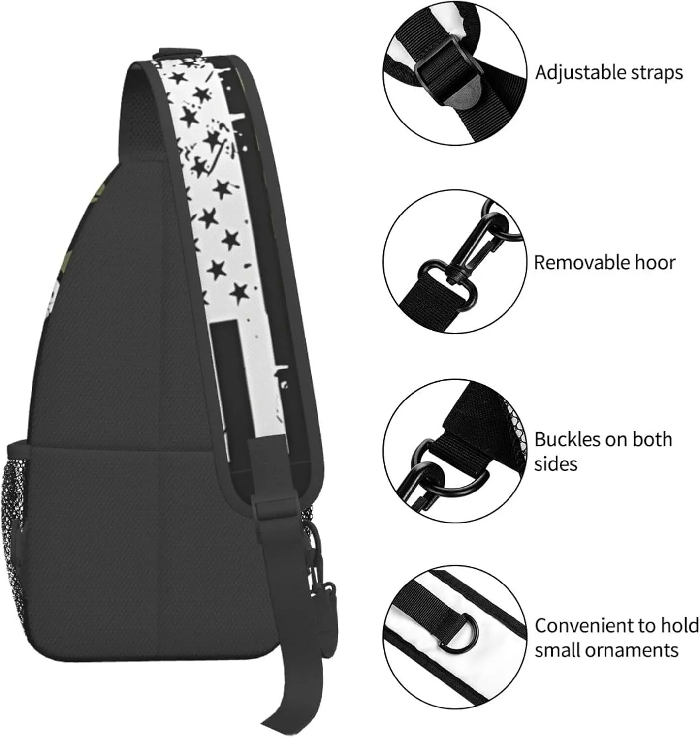 Army Veteran Crossbody Backpack Dachshunds Dog Chest Bag Lightweight One Strap Backpack Multipurpose Travel Hiking For Men Women