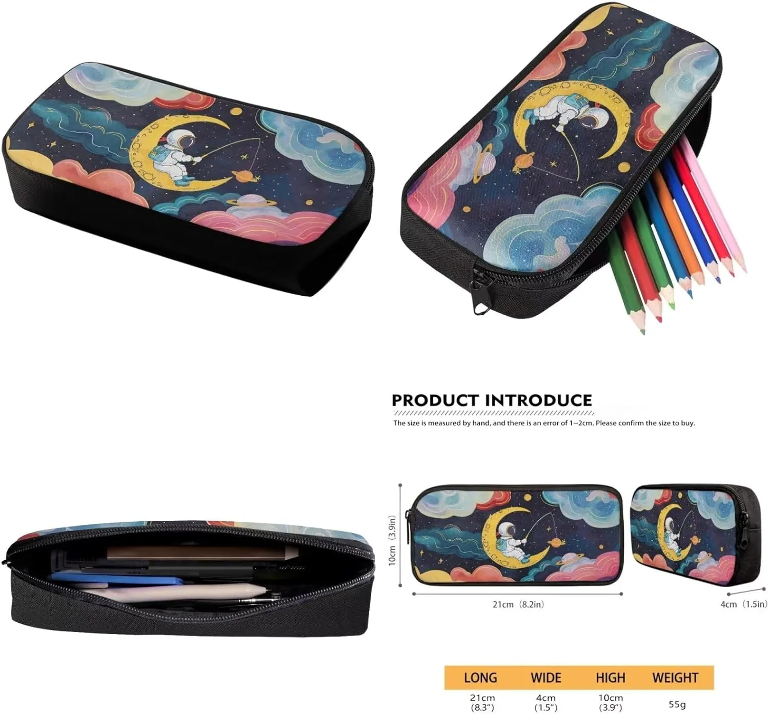Astronaut 3 Pcs Teen Boys Backpack Set Waterproof Preschool Primary Elementary Middle School Bookbag Age 8-10 Lightweight Customized Schoolbag for Kids with Lunch Box Pencil Case