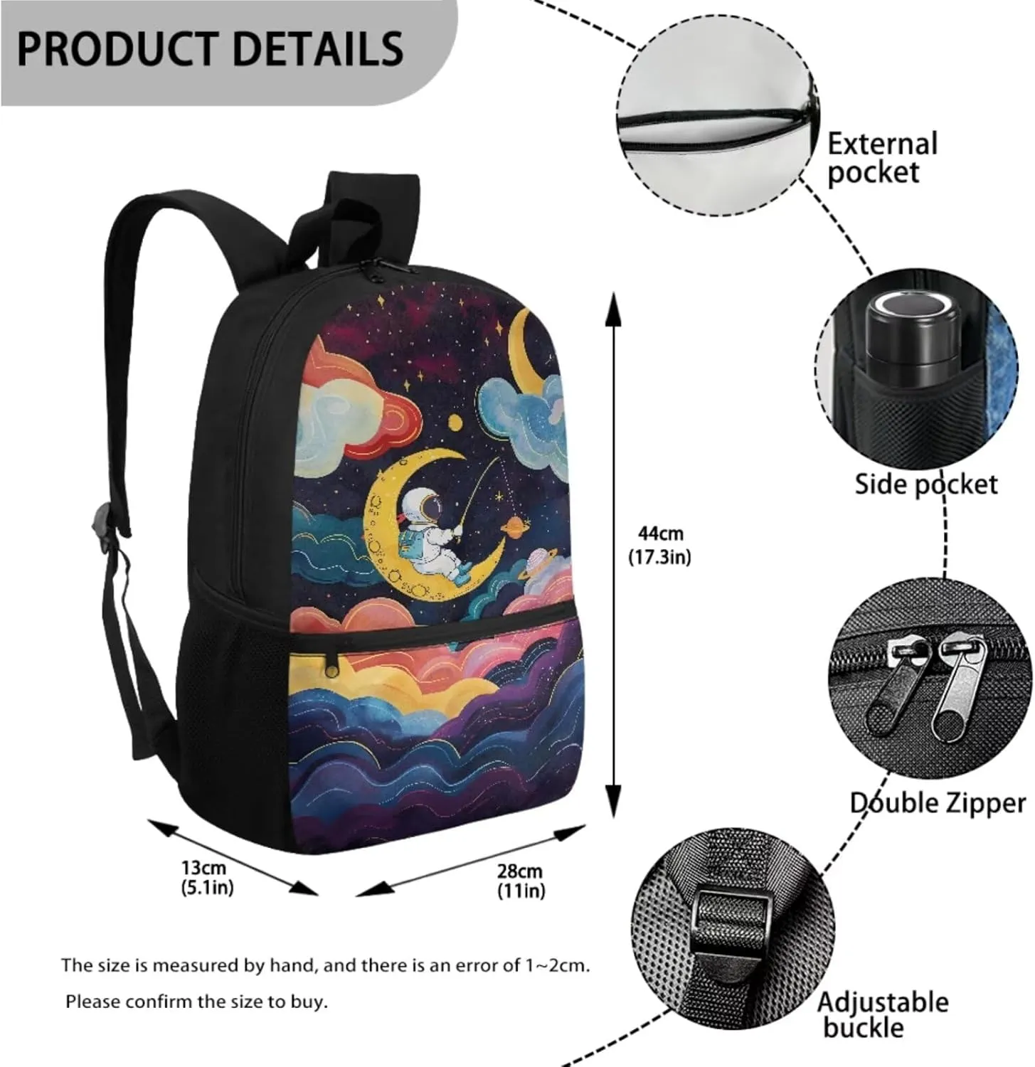 Astronaut 3 Pcs Teen Boys Backpack Set Waterproof Preschool Primary Elementary Middle School Bookbag Age 8-10 Lightweight Customized Schoolbag for Kids with Lunch Box Pencil Case