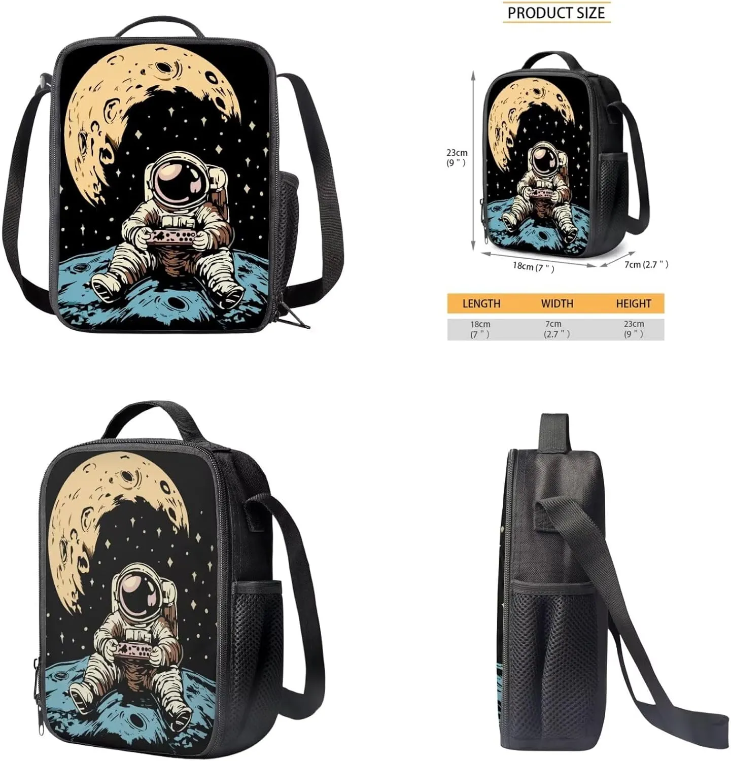 Astronaut Backpack 4 in 1 Set for Teens Boys School Backpack Set with Lunch Bag Pencil Case Keychain Trendy Schoolbag Bookbag Used for Childrens Gifts