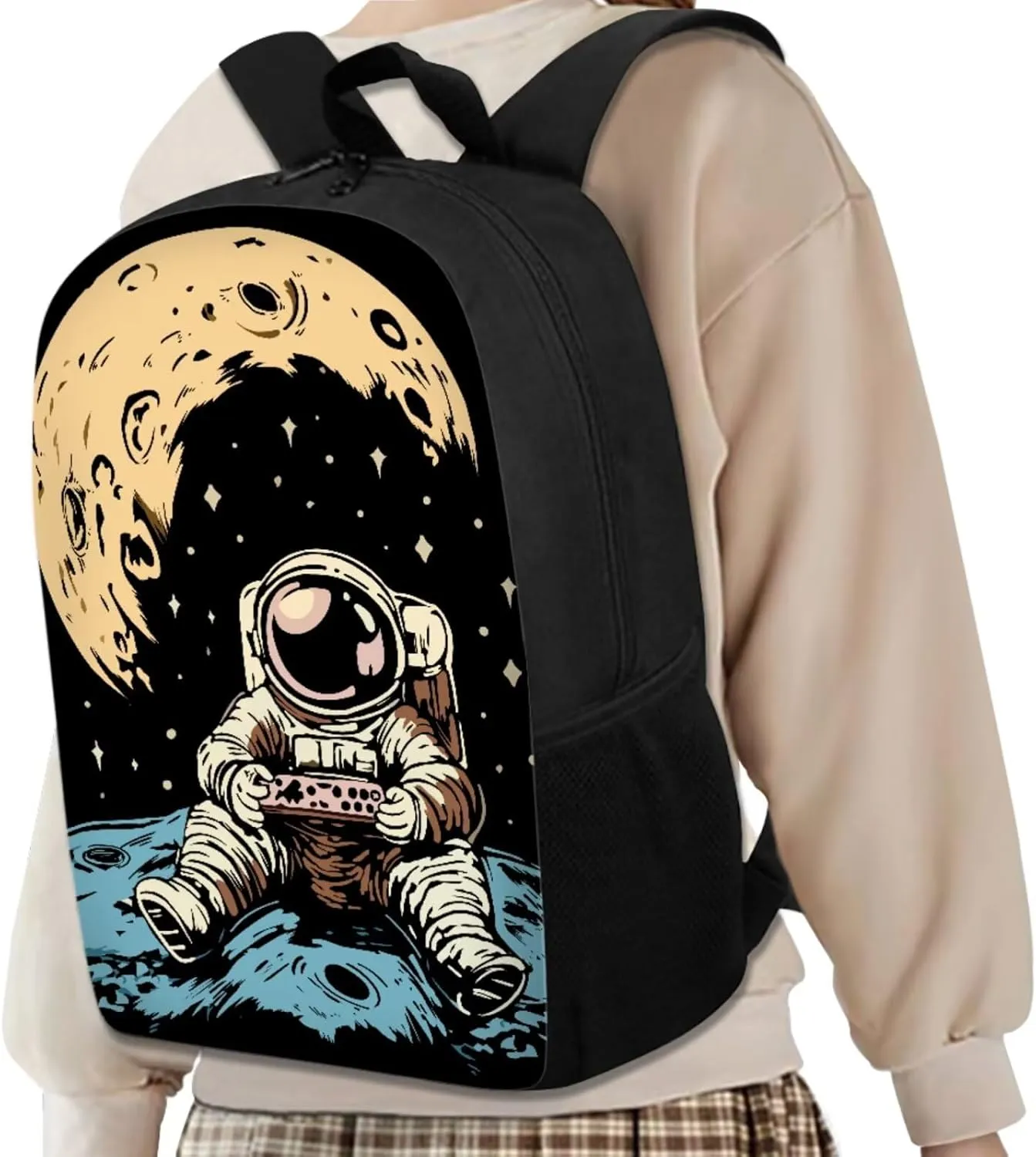 Astronaut Backpack 4 in 1 Set for Teens Boys School Backpack Set with Lunch Bag Pencil Case Keychain Trendy Schoolbag Bookbag Used for Childrens Gifts