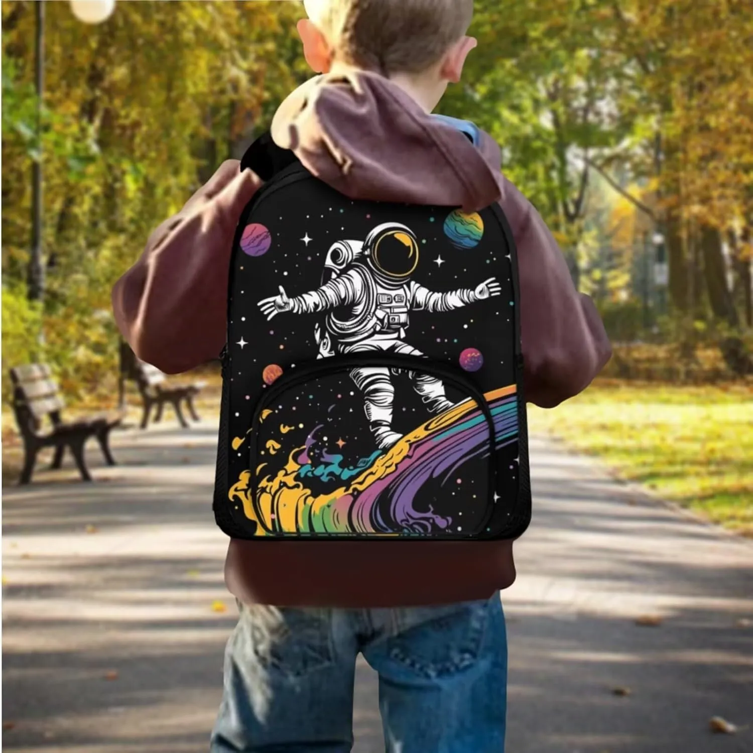 Astronaut Backpack for Toddler Boys School Bag 12 Inch Kindergarten School Backpacks for Boys Preschool Bookbag with Lunch Box Set of 3 Lightweight Shoulder Daypack for Little Kids
