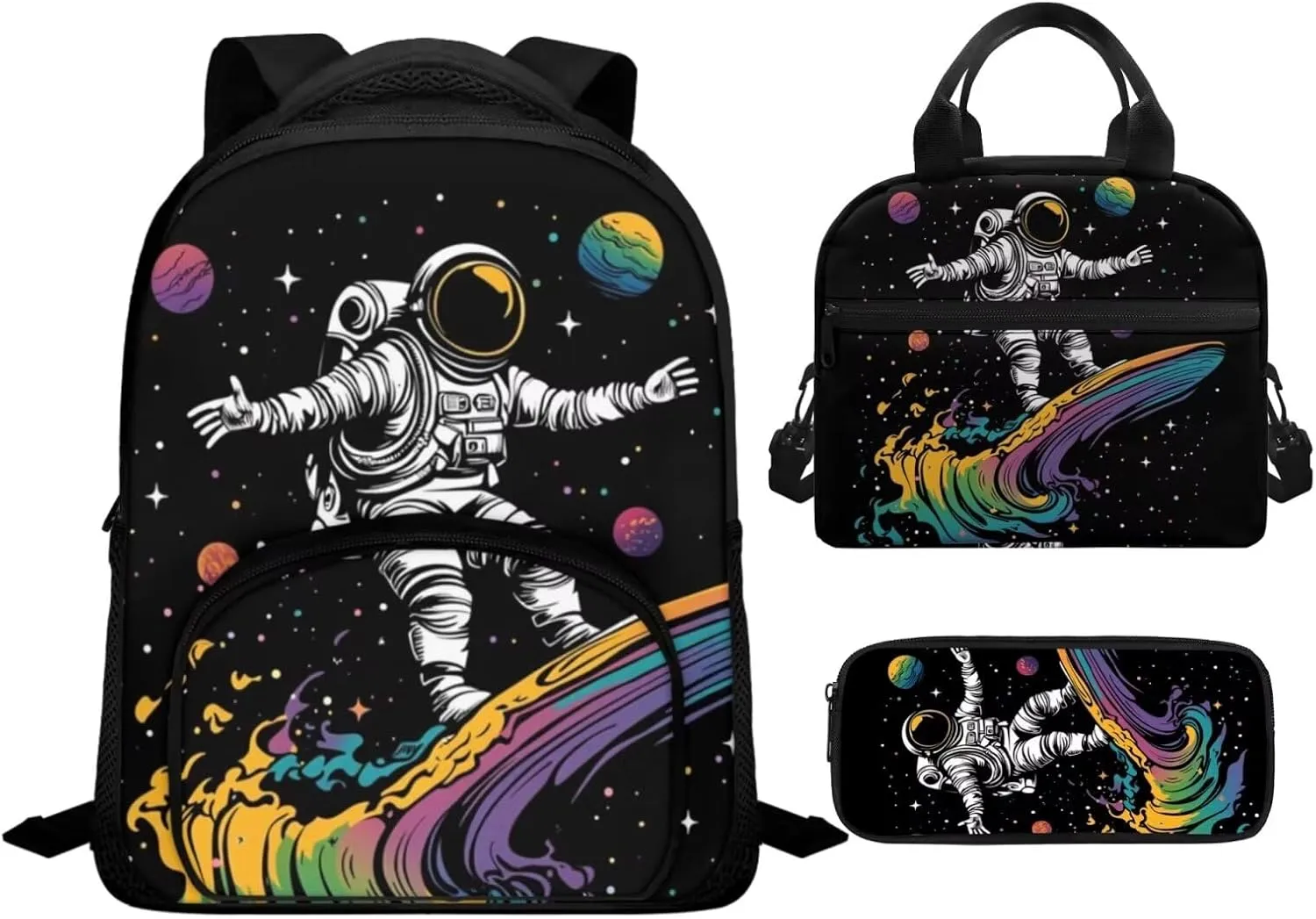 Astronaut Backpack for Toddler Boys School Bag 12 Inch Kindergarten School Backpacks for Boys Preschool Bookbag with Lunch Box Set of 3 Lightweight Shoulder Daypack for Little Kids