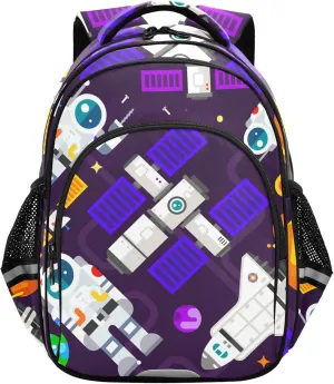 Astronauts and Spacecraft Space Planets Backpack for School Study Book Bag Laptop Backpack Work Travel Computer Bags with Reflective Stripes