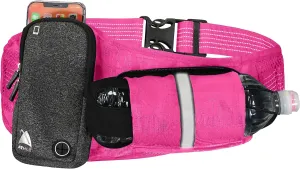 Athlé Running Belt – Horizontal Water Bottle Pouch, Large Fanny Pack Pocket Fits All Phones and Wallet, Adjustable One Size Fits All Waist Band, Key Clip, 360° Reflective