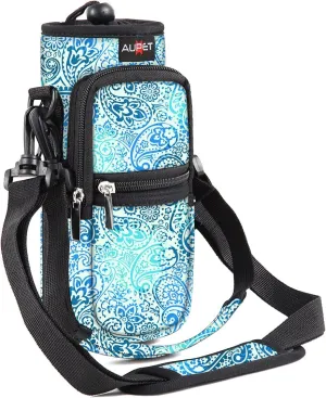 AUPET Water Bottle Sling Bag Sleeve Holder Carrier 25/32/40/64 oz,Insulated Crossbody Water Bottle Case Cover with Strap and Pockets for Men/Women Walking Hiking Camping