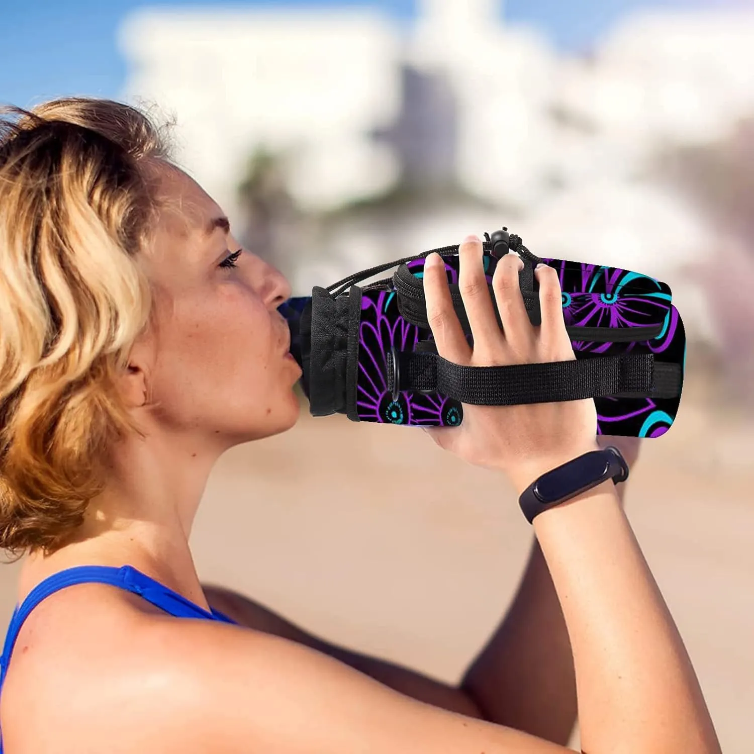 AUPET Water Bottle Sling Bag Sleeve Holder Carrier 25/32/40/64 oz,Insulated Crossbody Water Bottle Case Cover with Strap and Pockets for Men/Women Walking Hiking Camping