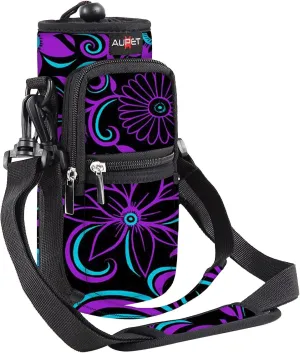 AUPET Water Bottle Sling Bag Sleeve Holder Carrier 25/32/40/64 oz,Insulated Crossbody Water Bottle Case Cover with Strap and Pockets for Men/Women Walking Hiking Camping