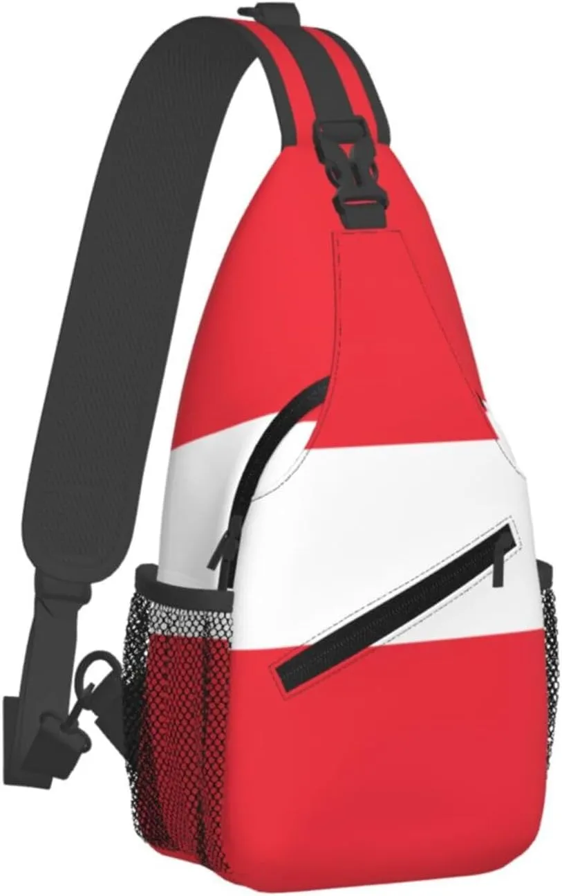 Austrian Flag Print Lightweight Sling Small Shoulder Bag - Chic Cross Chest Bag With Adjustable Strap