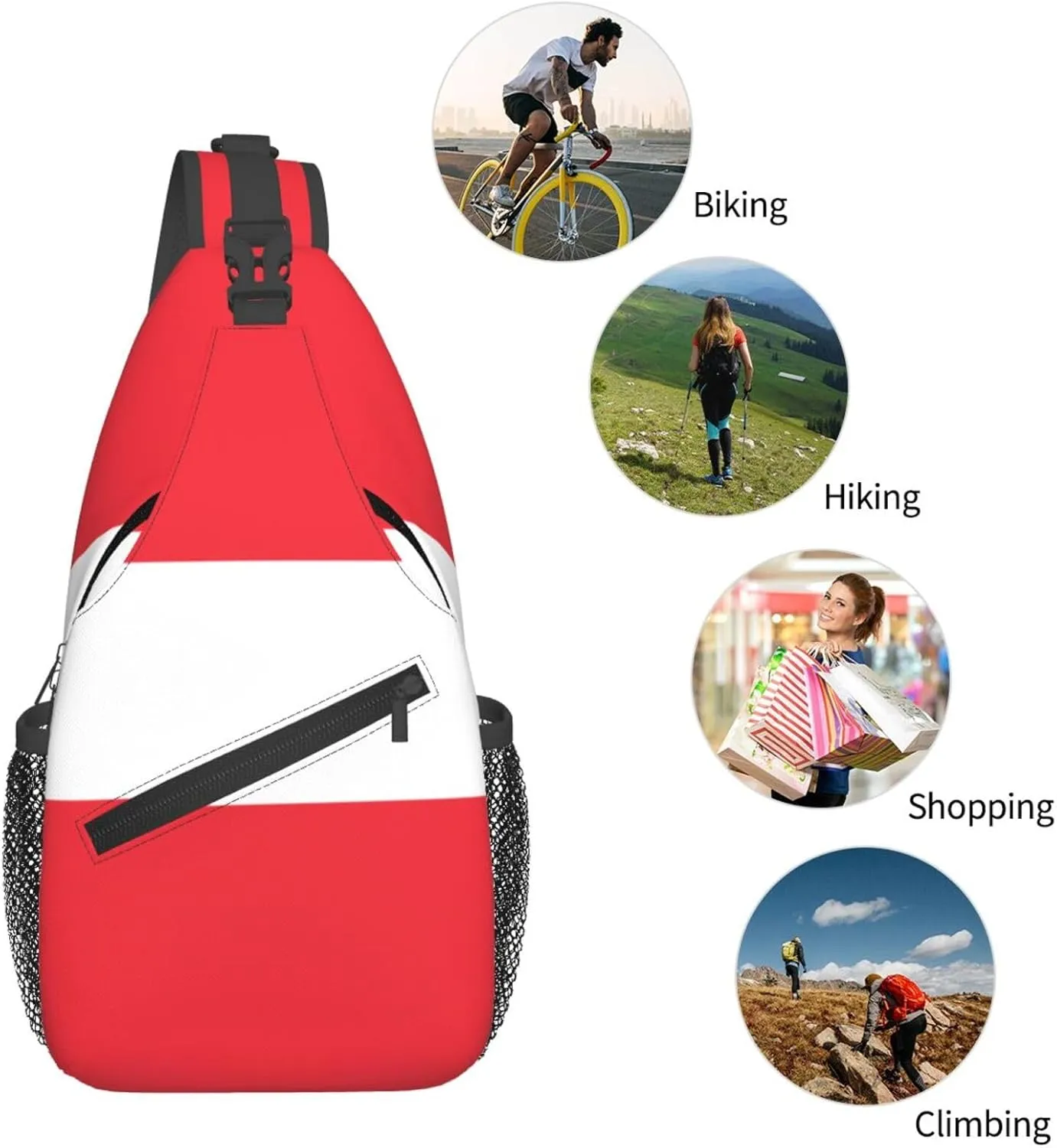 Austrian Flag Print Lightweight Sling Small Shoulder Bag - Chic Cross Chest Bag With Adjustable Strap