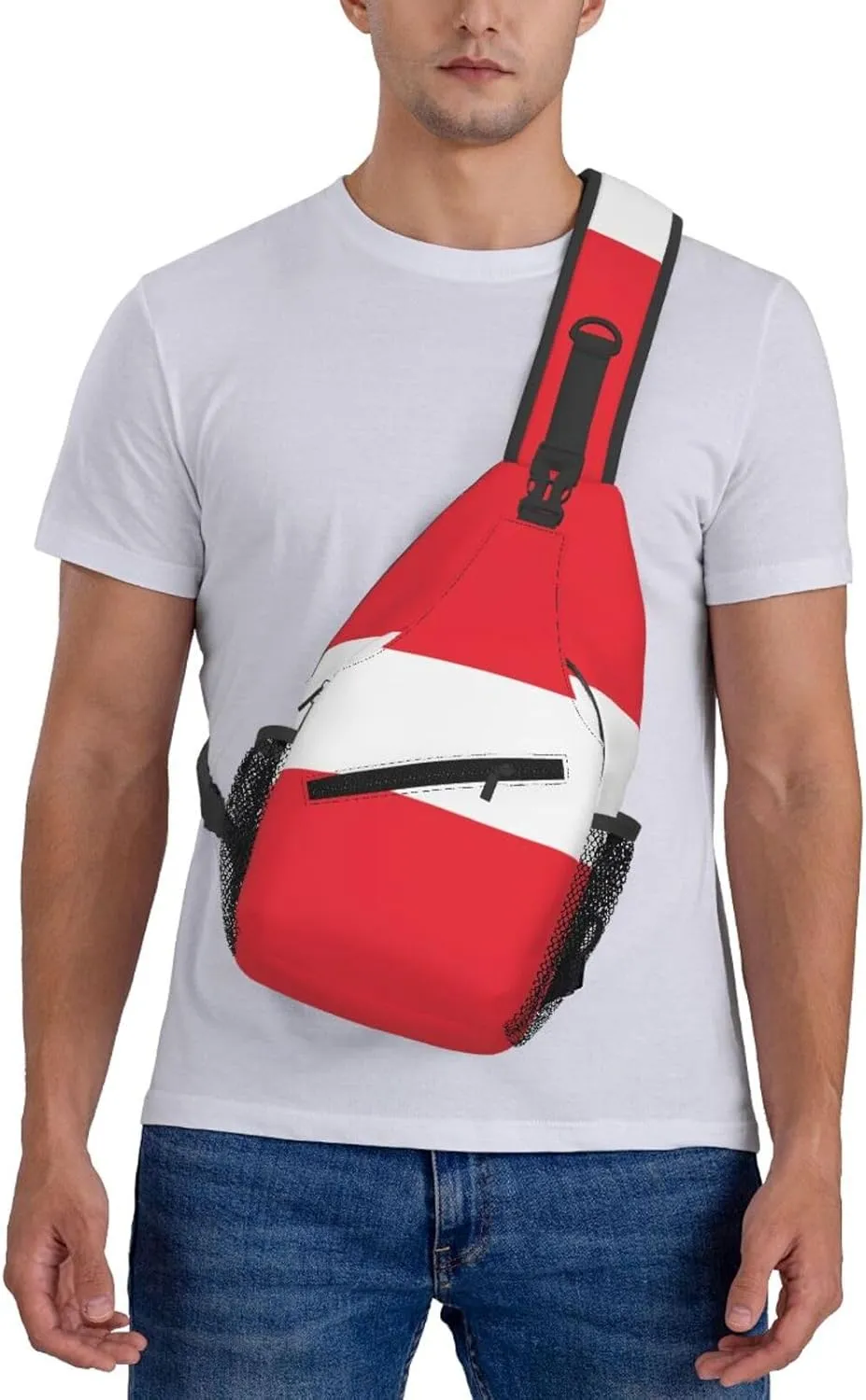 Austrian Flag Print Lightweight Sling Small Shoulder Bag - Chic Cross Chest Bag With Adjustable Strap