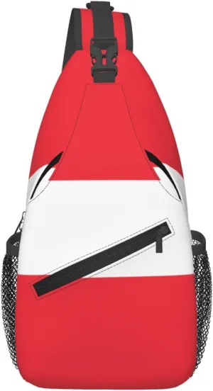 Austrian Flag Print Lightweight Sling Small Shoulder Bag - Chic Cross Chest Bag With Adjustable Strap