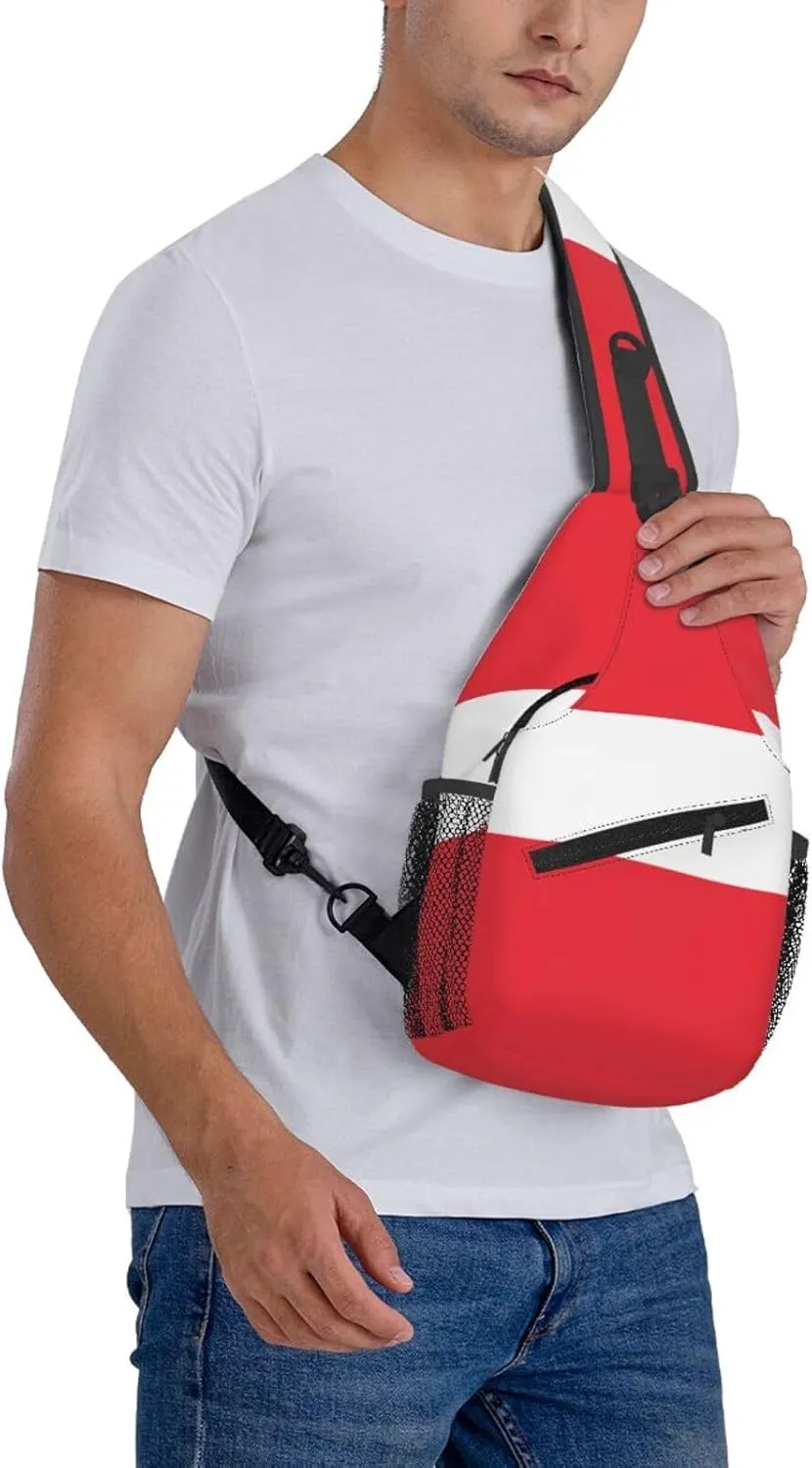 Austrian Flag Print Lightweight Sling Small Shoulder Bag - Chic Cross Chest Bag With Adjustable Strap