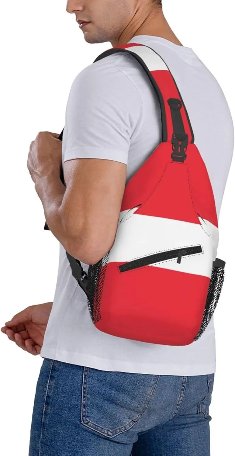 Austrian Flag Print Lightweight Sling Small Shoulder Bag - Chic Cross Chest Bag With Adjustable Strap