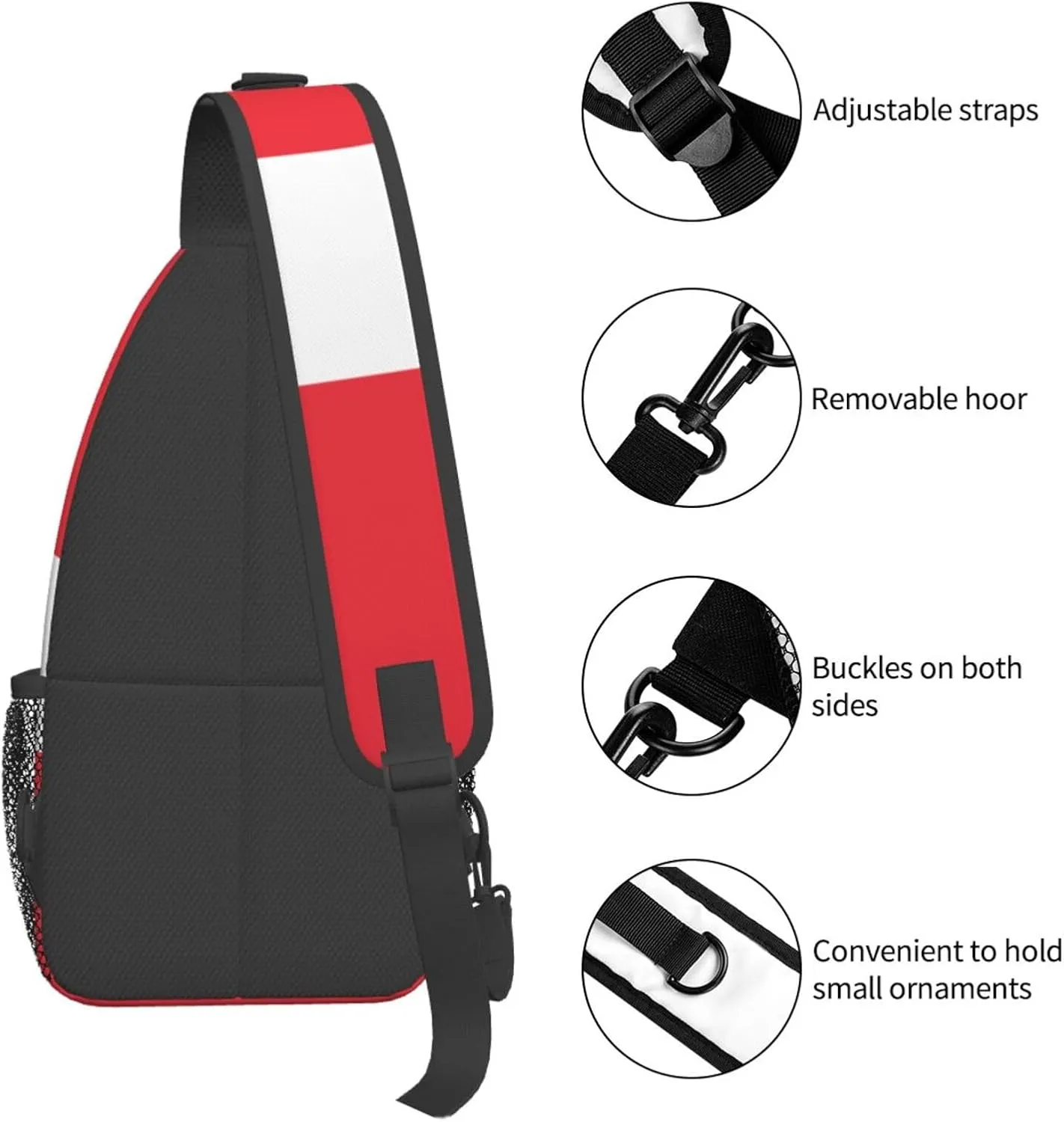 Austrian Flag Print Lightweight Sling Small Shoulder Bag - Chic Cross Chest Bag With Adjustable Strap