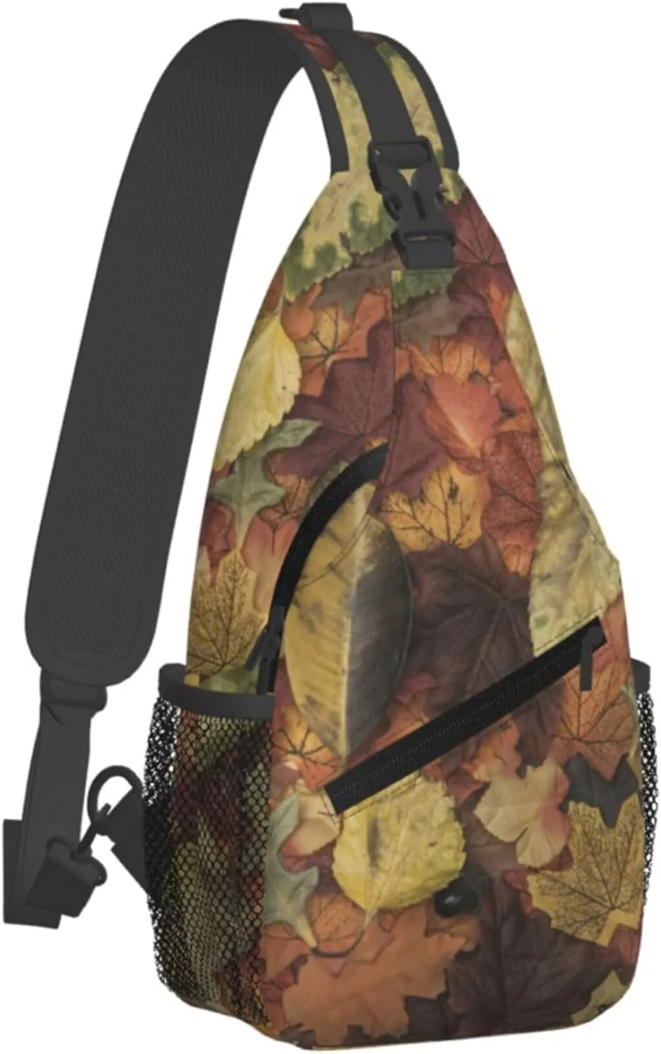 Autumn Leaves Pattern Sling Backpack Crossbody Bag, Chest Bag Daypack for Outdoors Hiking Traveling