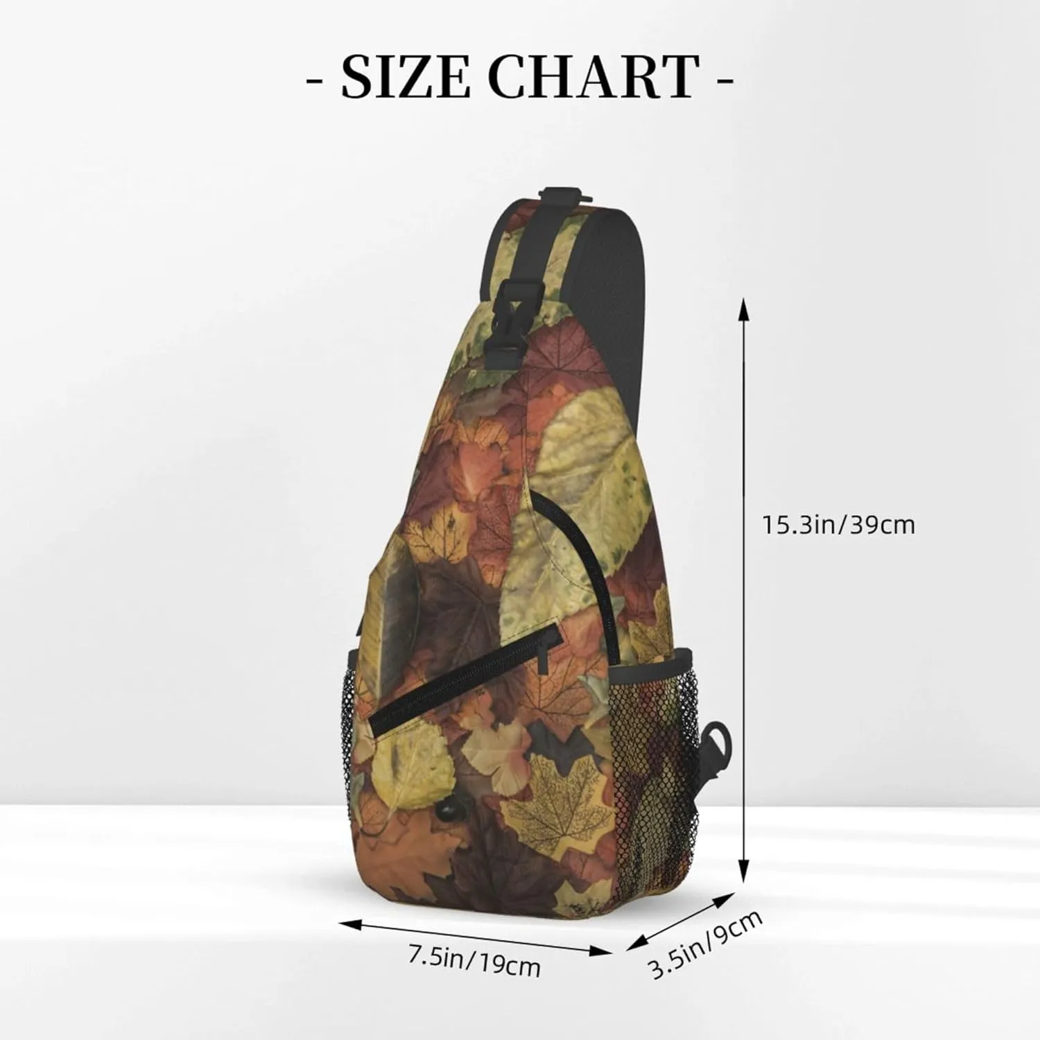 Autumn Leaves Pattern Sling Backpack Crossbody Bag, Chest Bag Daypack for Outdoors Hiking Traveling