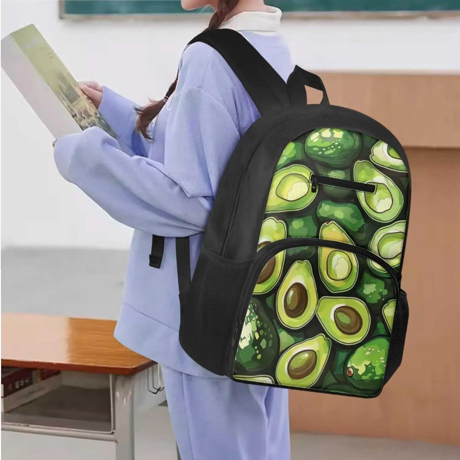 Avocado Boys Backpack and Lunch Box Set with Shoulder Strap Teen Girls School Backpack School Bag for Kids Made From Easy-To-Clean Polyester and Built With Laptop Padded