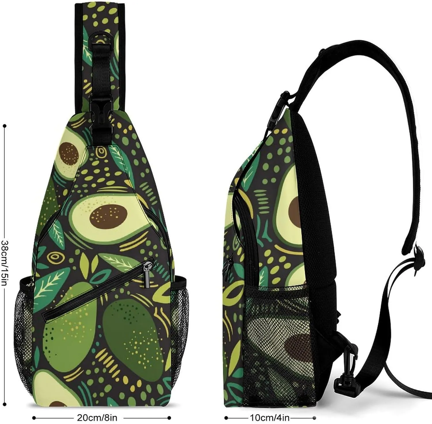 Avocado Fruit Sling Backpack Mans Womens Crossbody Backpack Chest Bag Gym Daypack Shoulder Bag Casual Daypacks Leisure Backpacks